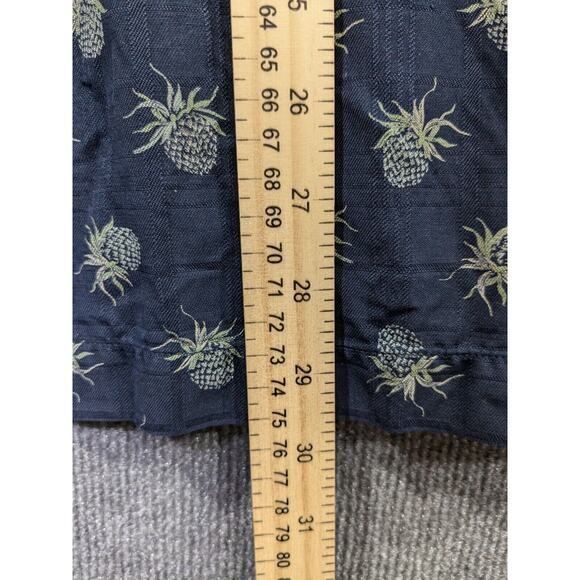 Tommy Bahama Silk Shirt Mens XL Loop Collar Allover Print Pineapple Navy - Picture 8 of 11